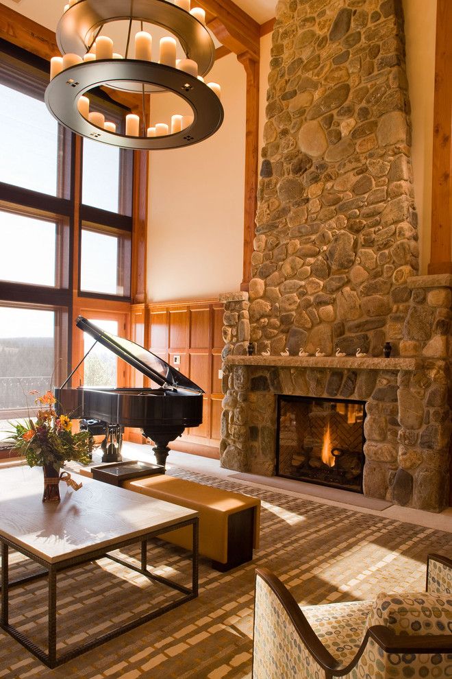 Indiana Limestone for a Rustic Family Room with a Rustic and Rustic Family Room by Felhandler/ Steeneken Architects