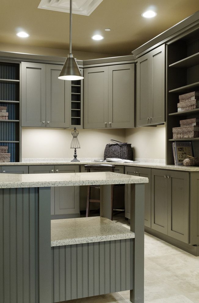 Innermost Cabinets for a Transitional Home Office with a Under Cabinet Lighting and Stone Showroom by Jenny Campbell