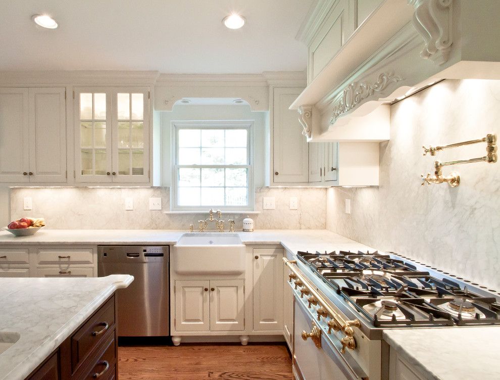 Inset Cabinets for a Traditional Kitchen with a Carrara Marble and Hammond Kitchen 9 by Cameo Kitchens, Inc.