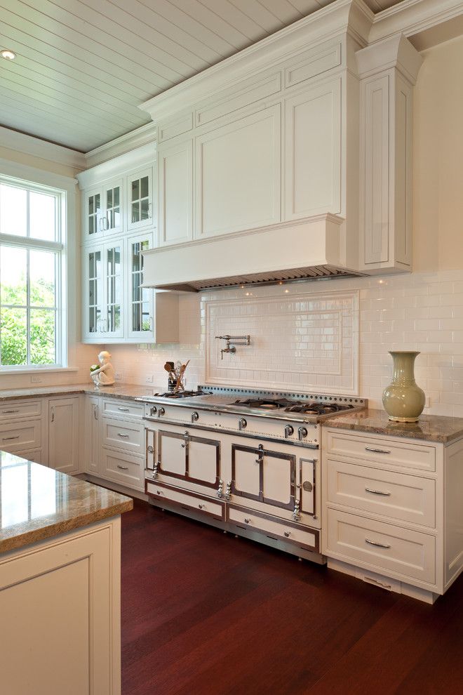 Installing Backsplash for a Traditional Kitchen with a European and Allikristé Coastal Custom Kitchen by Allikristé Custom Cabinetry and Kitchen Design