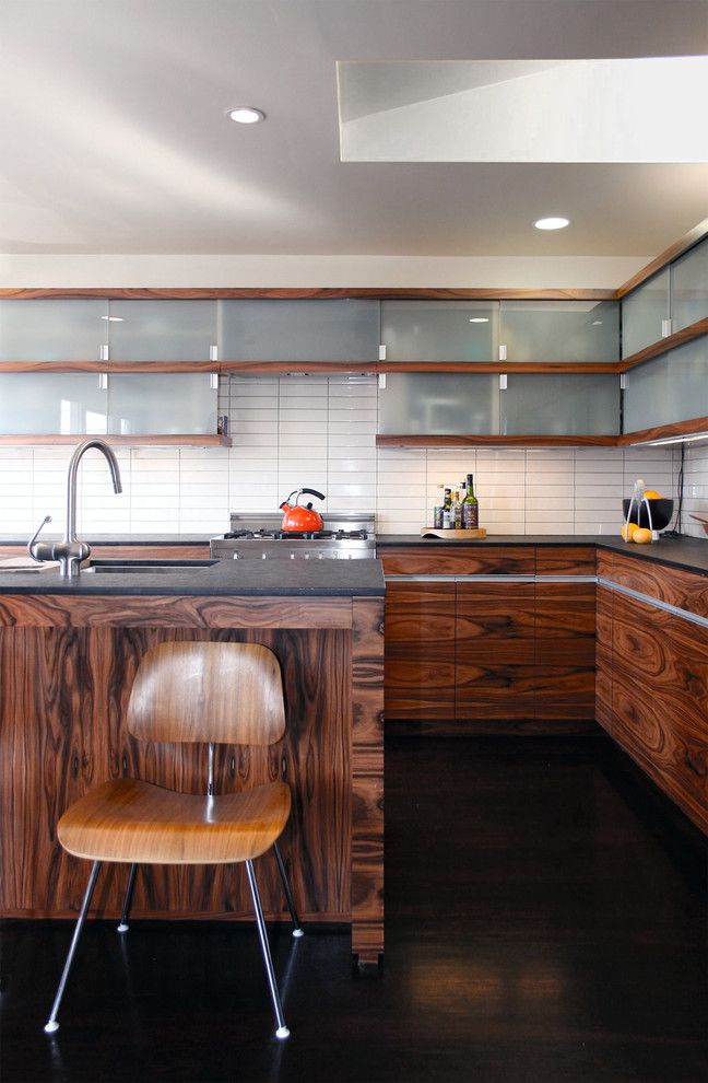 Installing Tile Backsplash for a Contemporary Kitchen with a Island Milk Glass Tile Skylight Kitchen and Bernal Heights Modern Kitchen with Island by Architect Mason Kirby Inc.