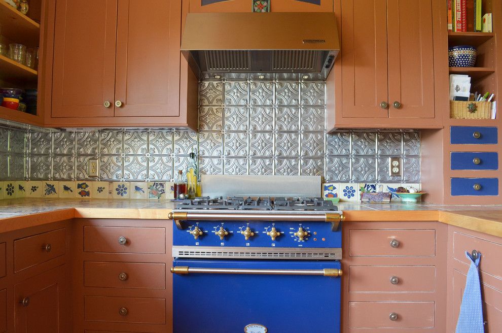 Installing Tile Backsplash for a Rustic Kitchen with a Flat Panel Cabinets and Half Way, Or: Pat & Patti Walker by Sarah Greenman