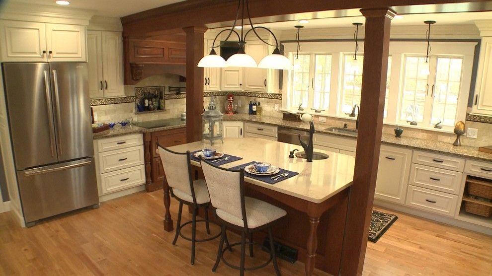 Ionic Columns for a Transitional Kitchen with a Dark Wood Cabinets and Jay M by Curtis Lumber Ballston Spa