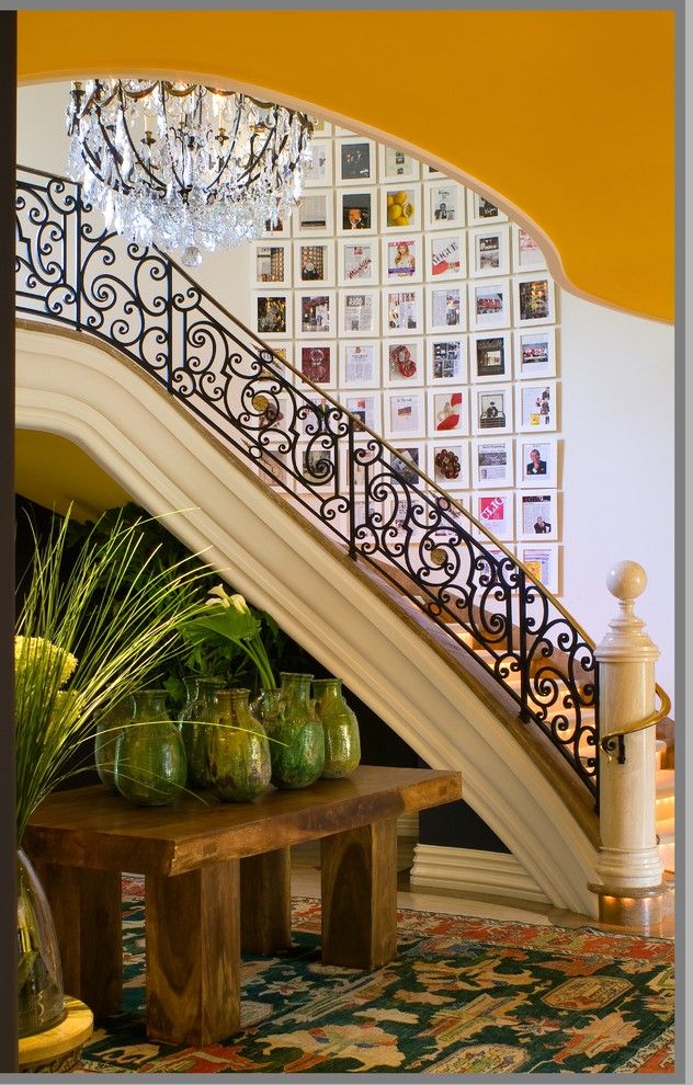 Issis for a Mediterranean Staircase with a Art Wall and Bold Dramatic Statements by Tracy Murdock Allied Asid