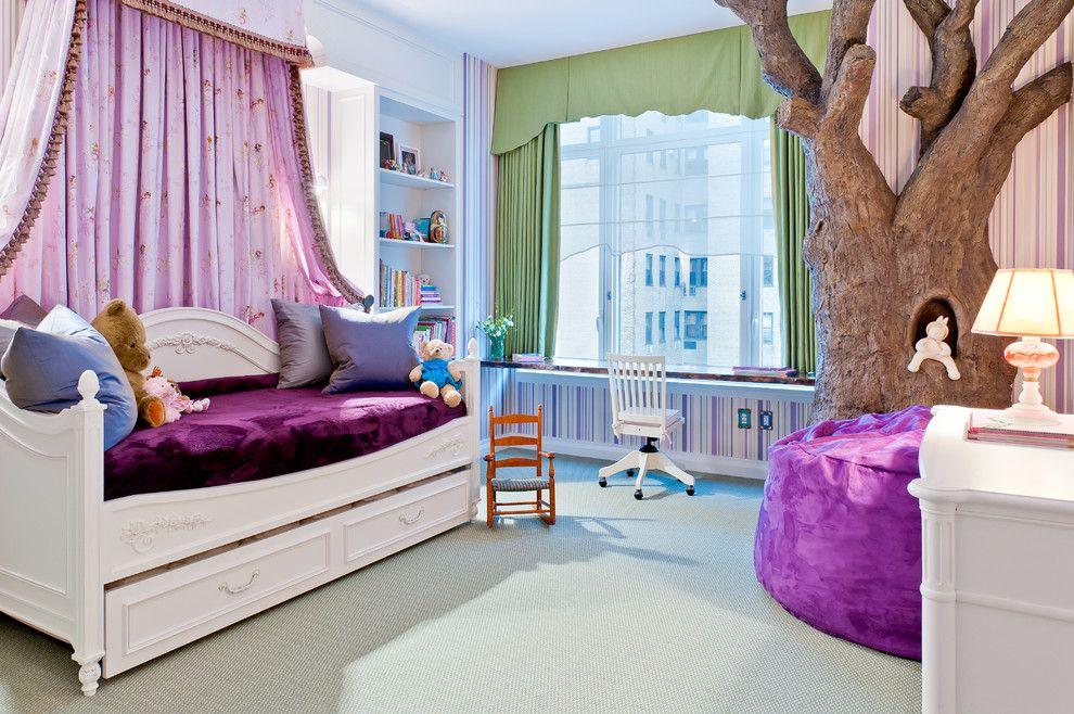 Issis for a Traditional Kids with a Purple and Luxurious Upper West Side Apartment by Perianth Interior Design