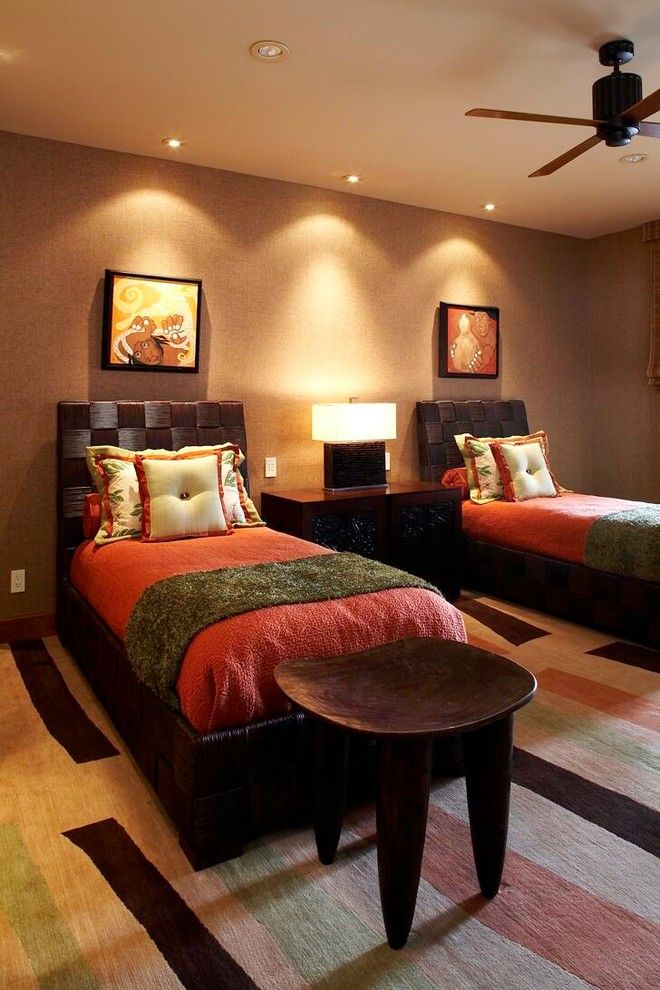 Issis for a Tropical Bedroom with a Ceiling Lighting and Tropical Bedroom by Willmaninteriors.com