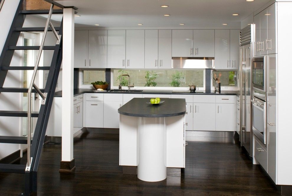 Jacobean Stain for a Contemporary Kitchen with a Small Kitchen and University Area by Hinge Cabinetry & Furniture