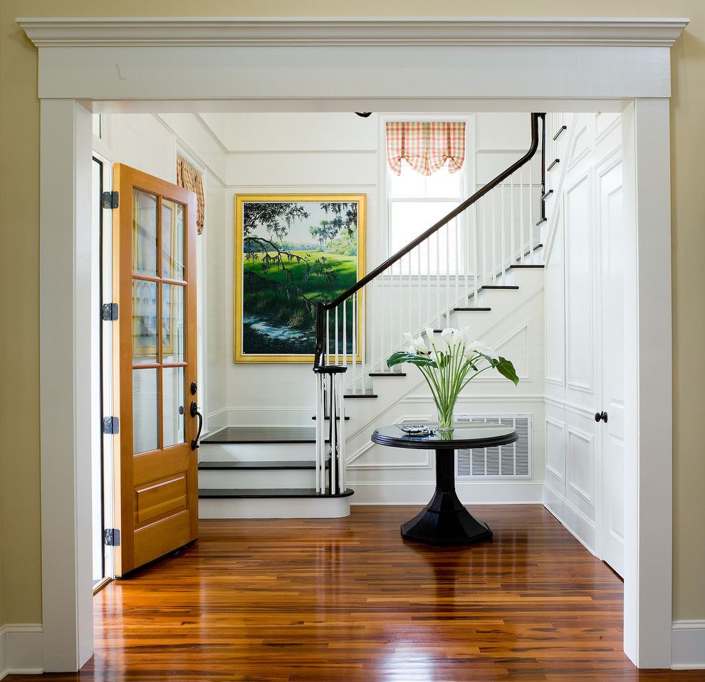 Jacobean Stain for a Traditional Entry with a Tigerwood and Eastover Cottage by Watermark Coastal Homes, Llc