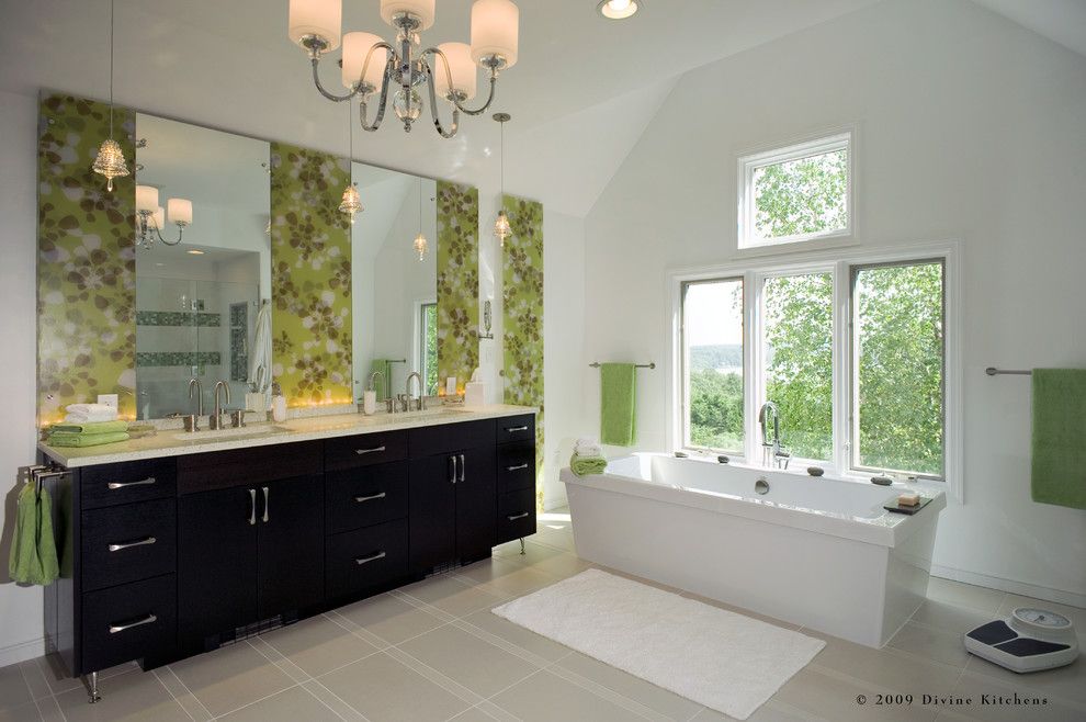 Jason Tubs for a Contemporary Bathroom with a Brushed Nickel and Divine Kitchens Llc by Divine Design+Build