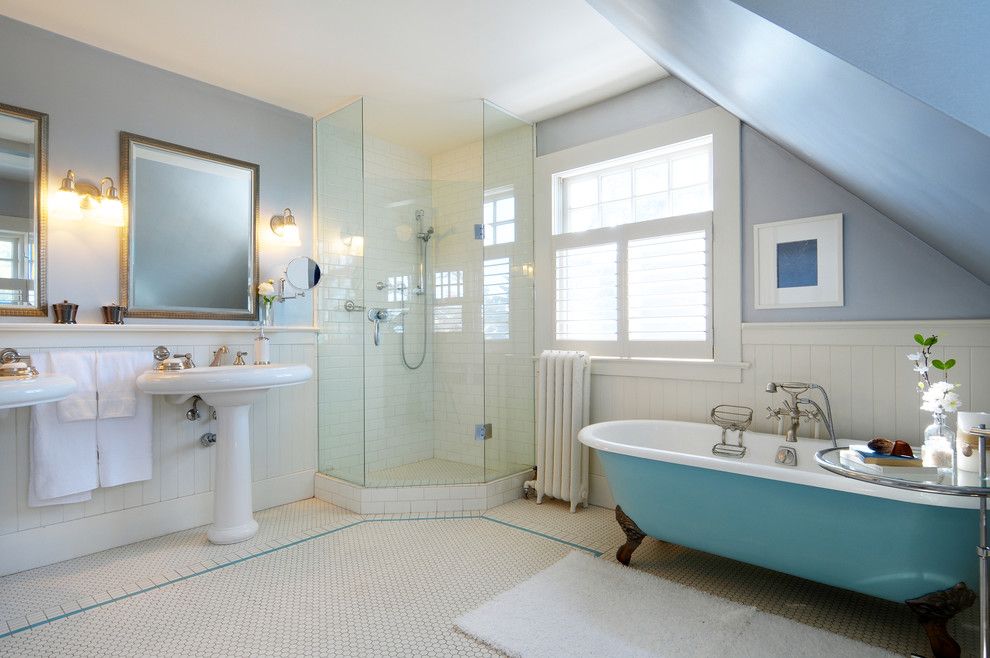 Jason Tubs for a Traditional Bathroom with a Sconce and Staging Ideas by Lifeseven Photography