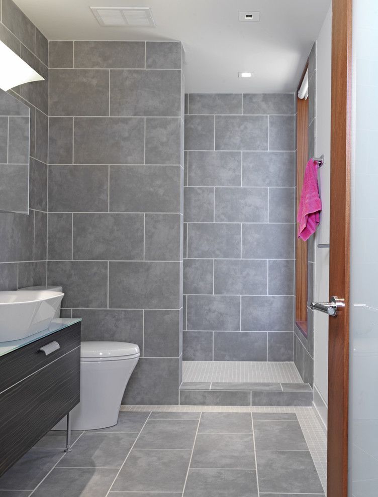 Jenkins Brick for a Contemporary Bathroom with a Vessel Sink and Woodvalley House   Bathroom by Ziger/snead Architects