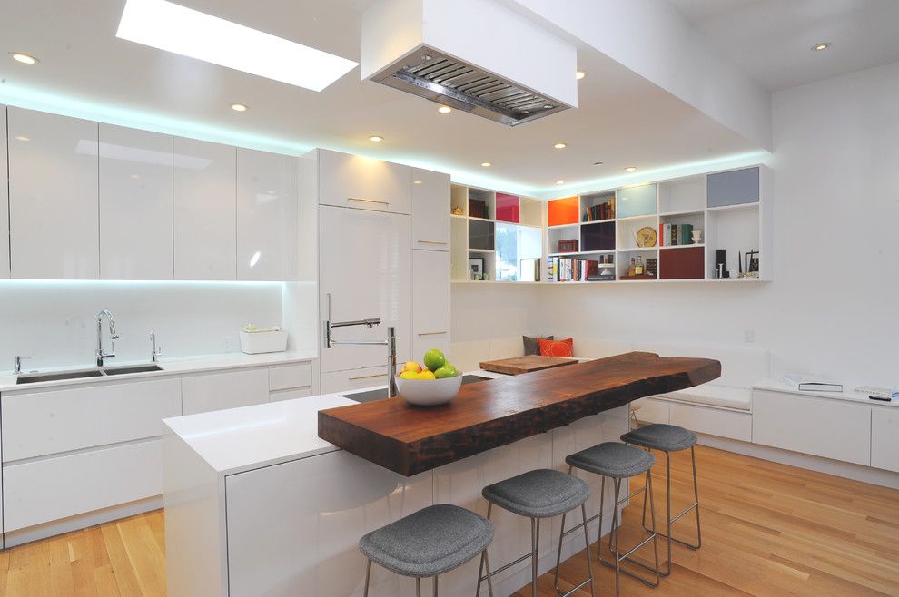 J&k Cabinets for a Contemporary Kitchen with a White Countertop and Kitchens by Sf Architecture