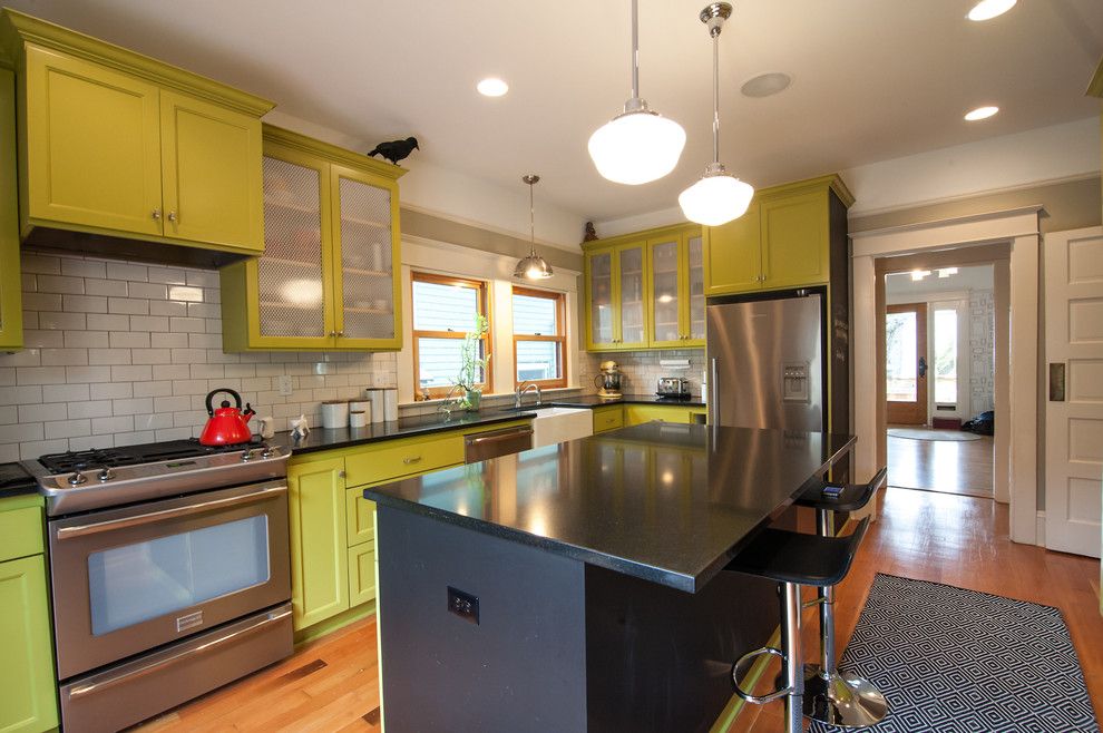 J&k Cabinets for a Eclectic Kitchen with a Ledge and Se House Remodel by Encircle Design and Build