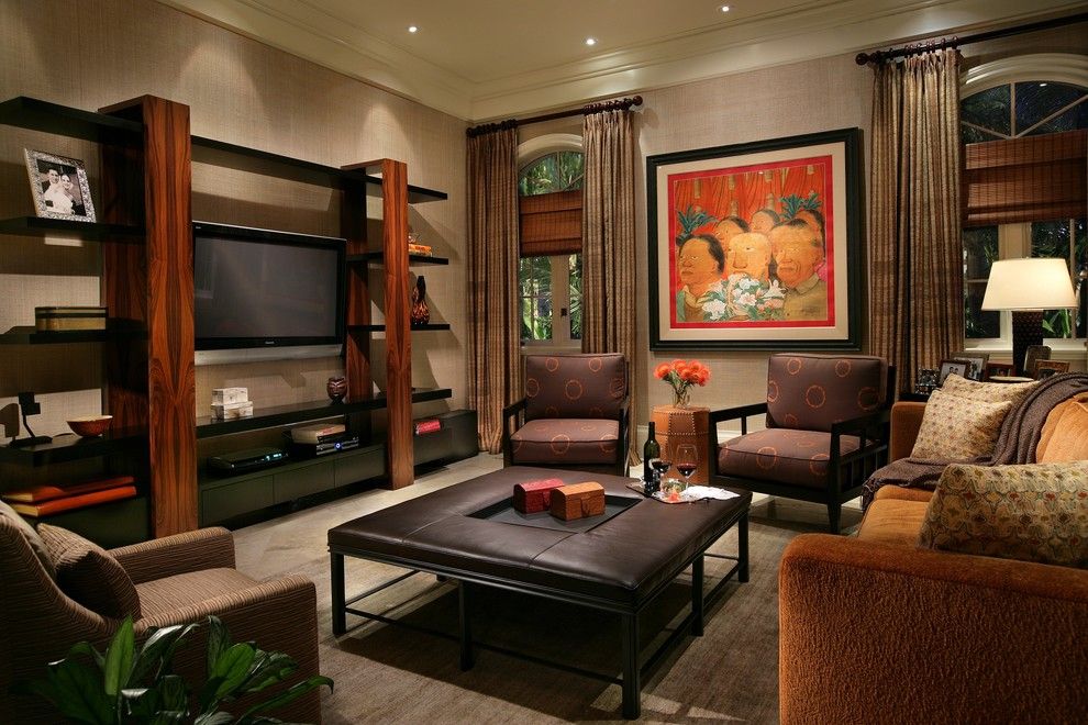 Jung Garden Center for a Contemporary Family Room with a Drapes and Miami Family Room by Michael Abrams Limited