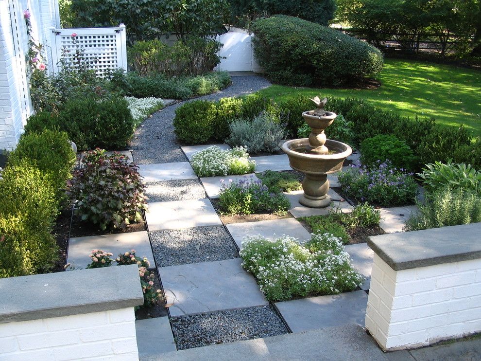 Jung Garden Center for a Traditional Landscape with a Gravel Path and Informal Garden   a Side Yard Garden Path Using Shades of Gray    Glenview, Illi by Schmechtig Landscapes