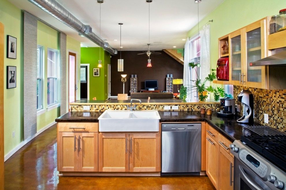 Kemiko for a Modern Kitchen with a Green Walls and Crooked Lane by Element 5 Architecture