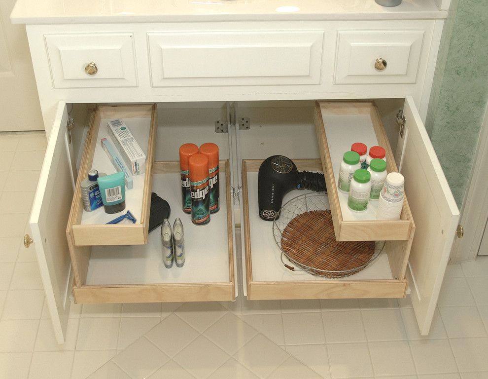 Kemper Cabinets for a Traditional Bathroom with a Pantry and Bathroom Shelves by Shelfgenie of Northern Atlanta