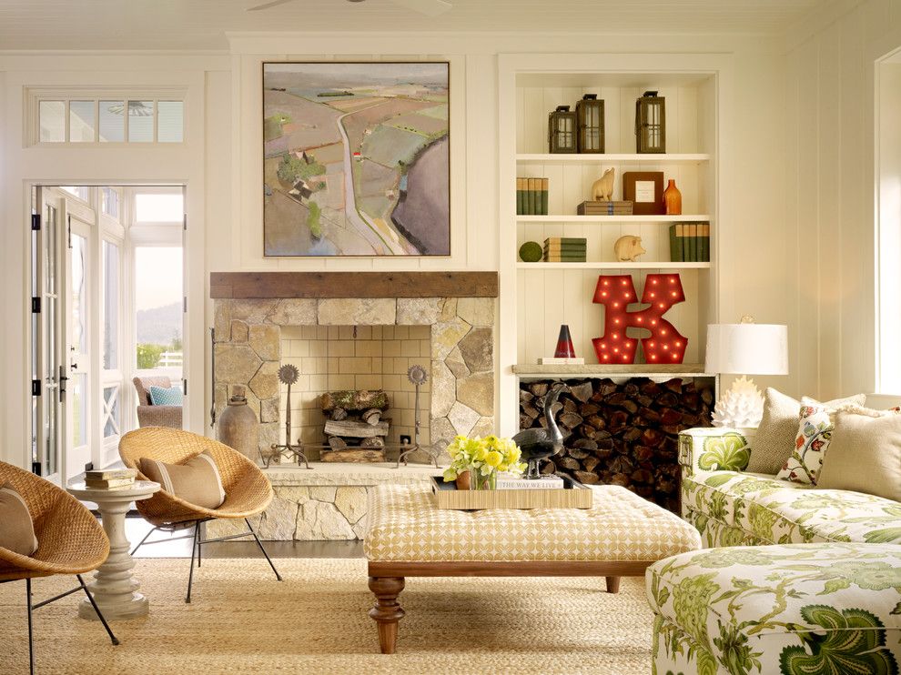 Ken Fulk for a Farmhouse Living Room with a Transom Window and Calistoga Farm House by Total Concepts