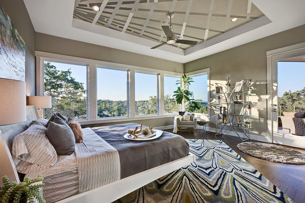 Kilim Beige Sherwin Williams for a Contemporary Bedroom with a Balcony and 2012 Parade of Homes by Austin Design Group