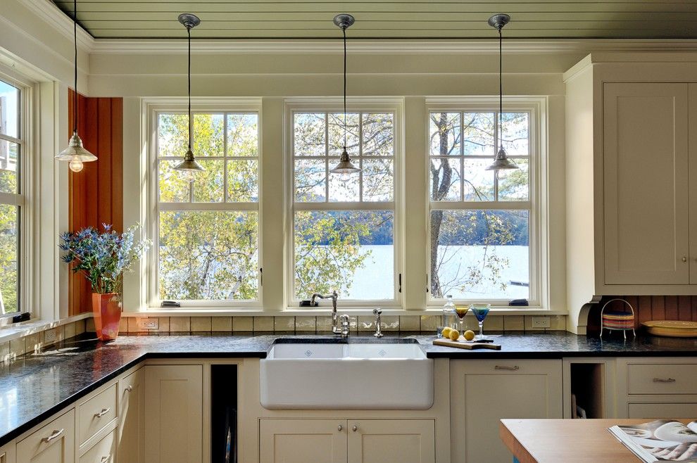 Kitchen Sink Lyrics for a Rustic Kitchen with a Lake House and Summer Lake House by Smith & Vansant Architects Pc