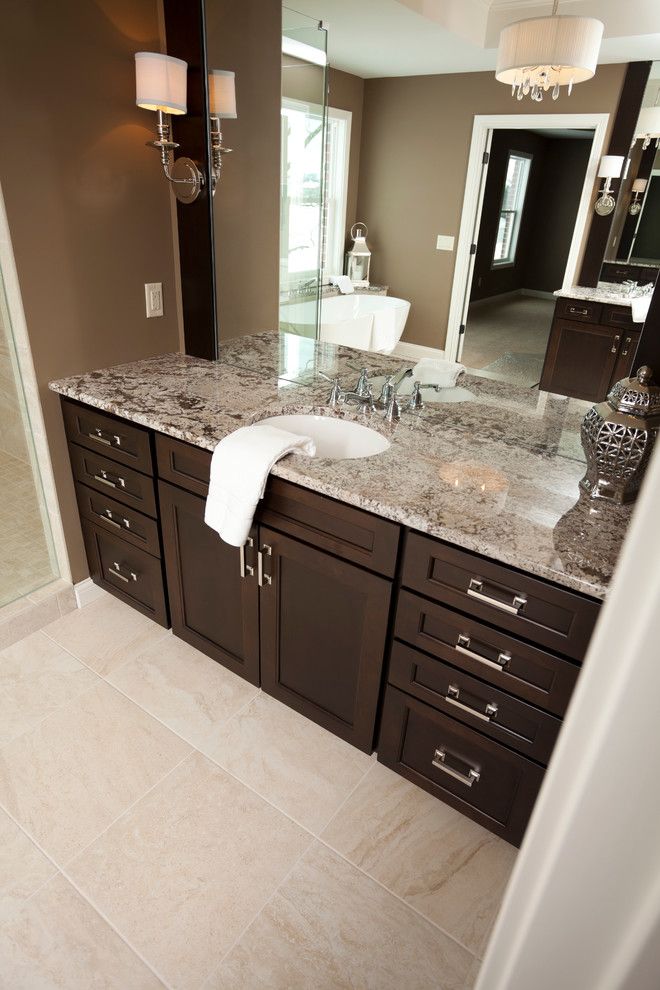 Kith Cabinets for a Transitional Bathroom with a Walk in Showers and Transitional Boxwood Master Bathroom by Ideal Cabinetry Design