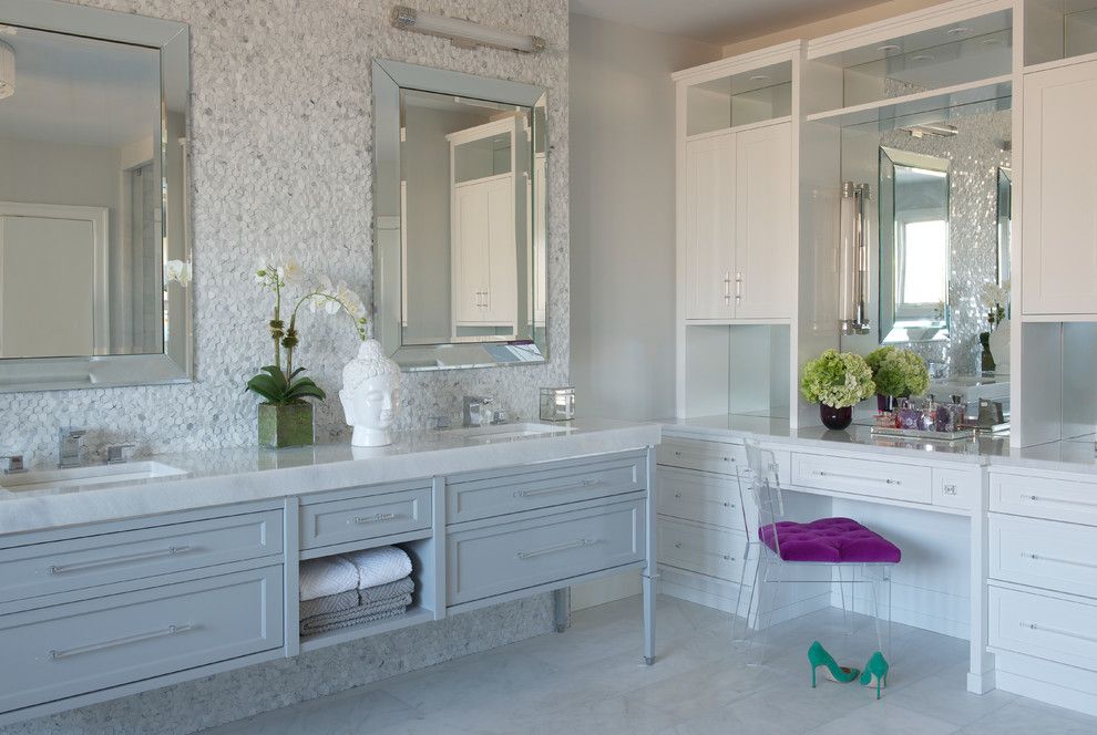 Klaffs Norwalk for a Transitional Bathroom with a Shine and Modern Glam by Susan Glick Interiors