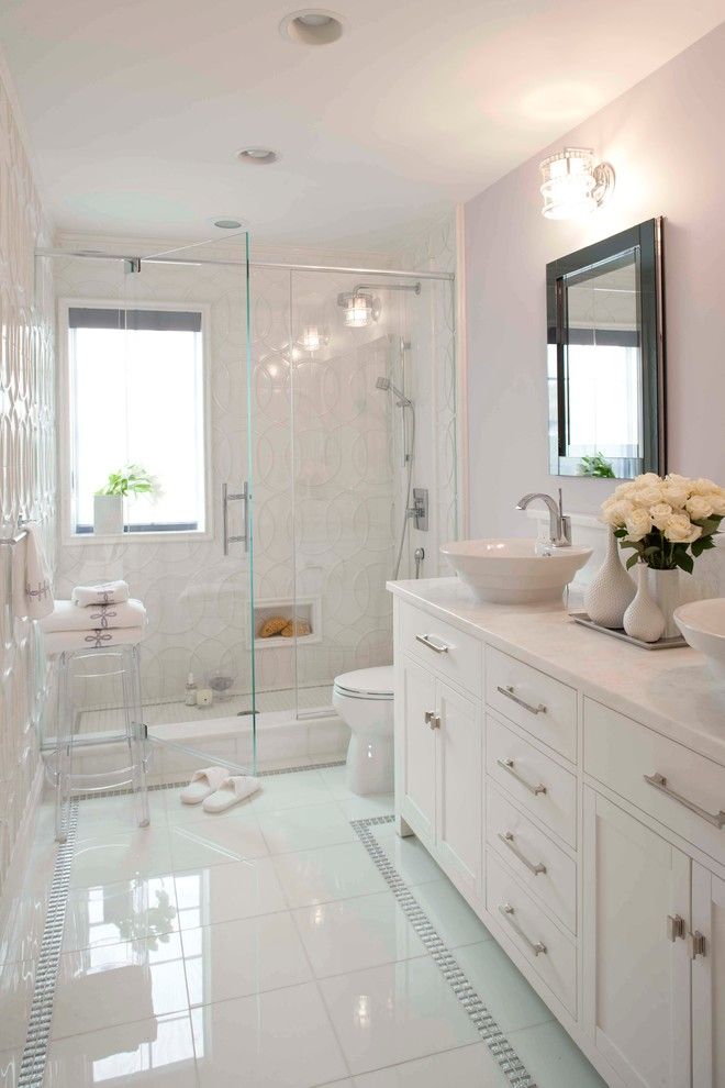 Klaffs Norwalk for a Transitional Bathroom with a White Countertop and Debra Funt Interiors by Debra Funt Interiors