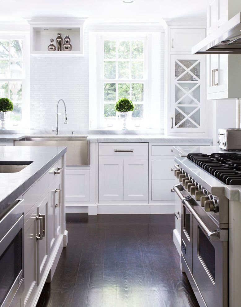 Klaffs Norwalk for a Transitional Kitchen with a Stainless Steel Hood and Updated Greenwich Residence by Susan Glick Interiors