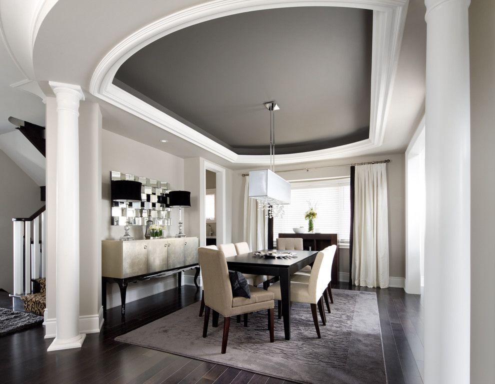 Knock Down Ceiling for a Transitional Dining Room with a Curtains and Jane Lockhart Interior Design by Jane Lockhart Interior Design