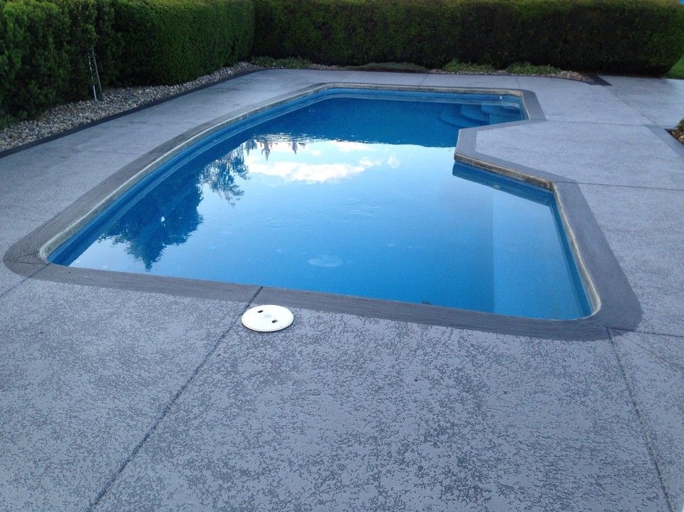 Knockdown Texture for a Contemporary Pool with a Contemporary and Leggari Custom Knockdown Texture with Wood Grain Borders by Leggari Llc