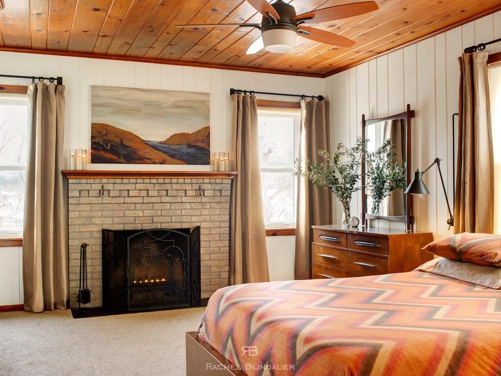 Knotty Pine for a Contemporary Bedroom with a West Elm and Mid Century Master Bedroom by Rachel Blindauer Interior Design