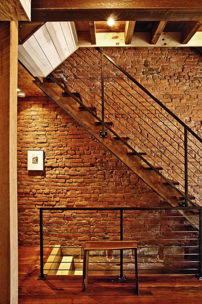 Knox Rail Salvage for a Contemporary Staircase with a Wood Ceiling and Cumberland Street by Craftwork