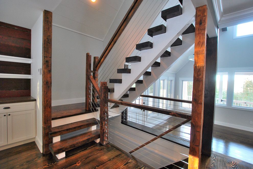 Knox Rail Salvage for a Rustic Staircase with a Catskill Farm and Finished Houses Interiors by Charles Petersheim, Builder