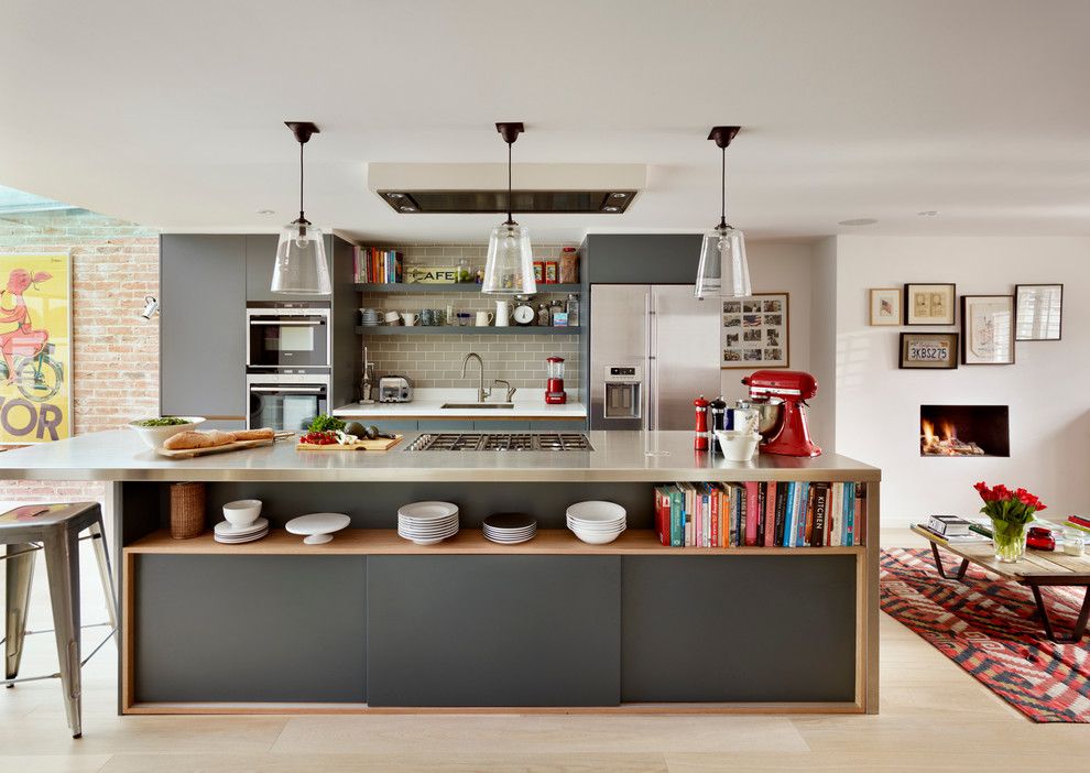 Kodiak Steel Homes for a Contemporary Kitchen with a Counter Stool and Family Kitchen by Roundhouse