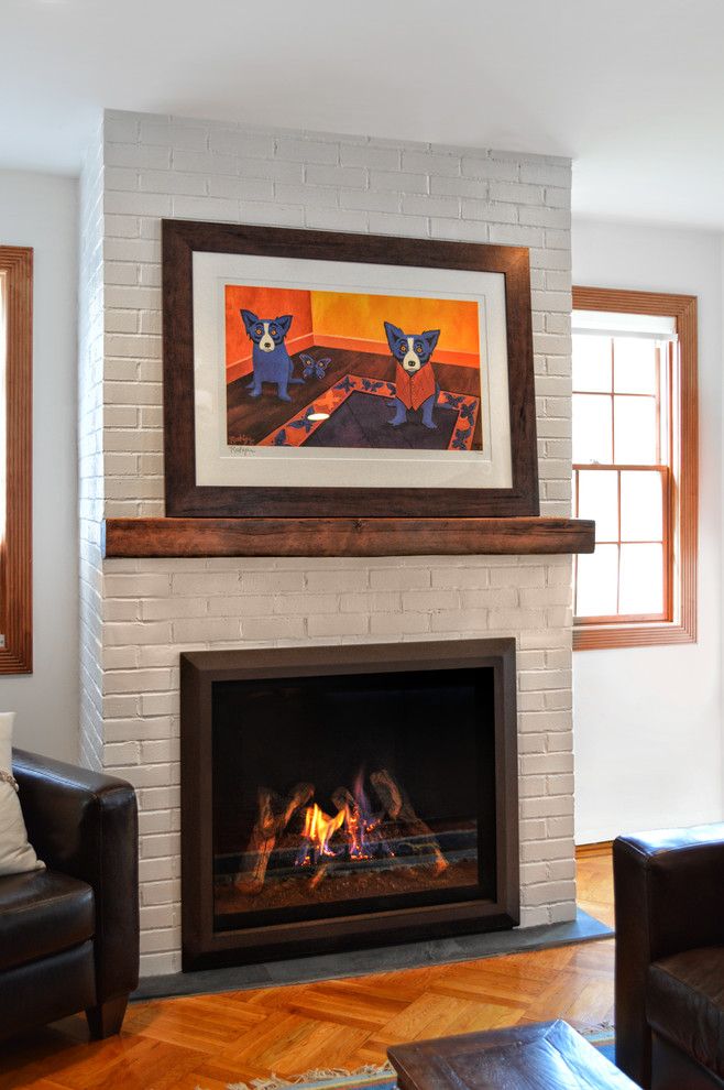 Kozy Heat for a Eclectic Living Room with a Fireplace and Painted Brick Fireplace by Ember Fireplaces
