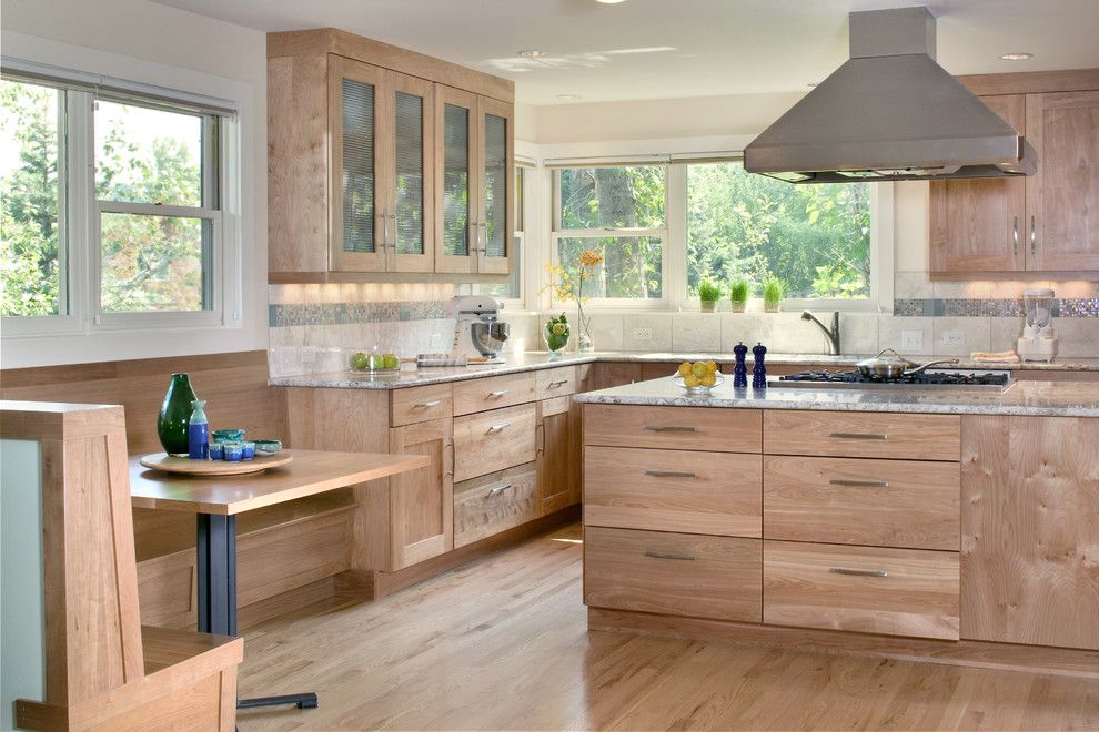 Kraus Flooring for a Contemporary Kitchen with a Frosted Glass and Hillsdale Kitchen by Lawrence and Gomez Architects