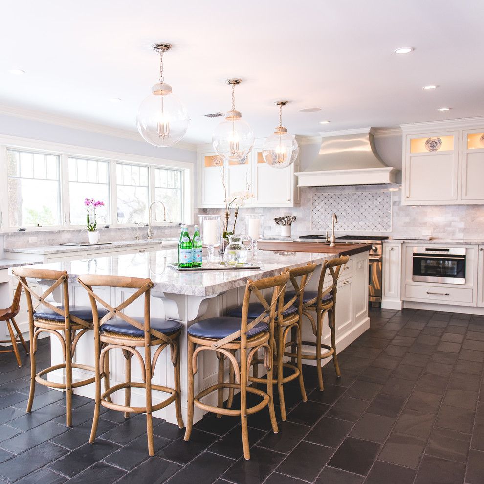 Kraus Flooring for a Traditional Kitchen with a Blue and Anchorage by Katharine Jessica Interior Design, Llc