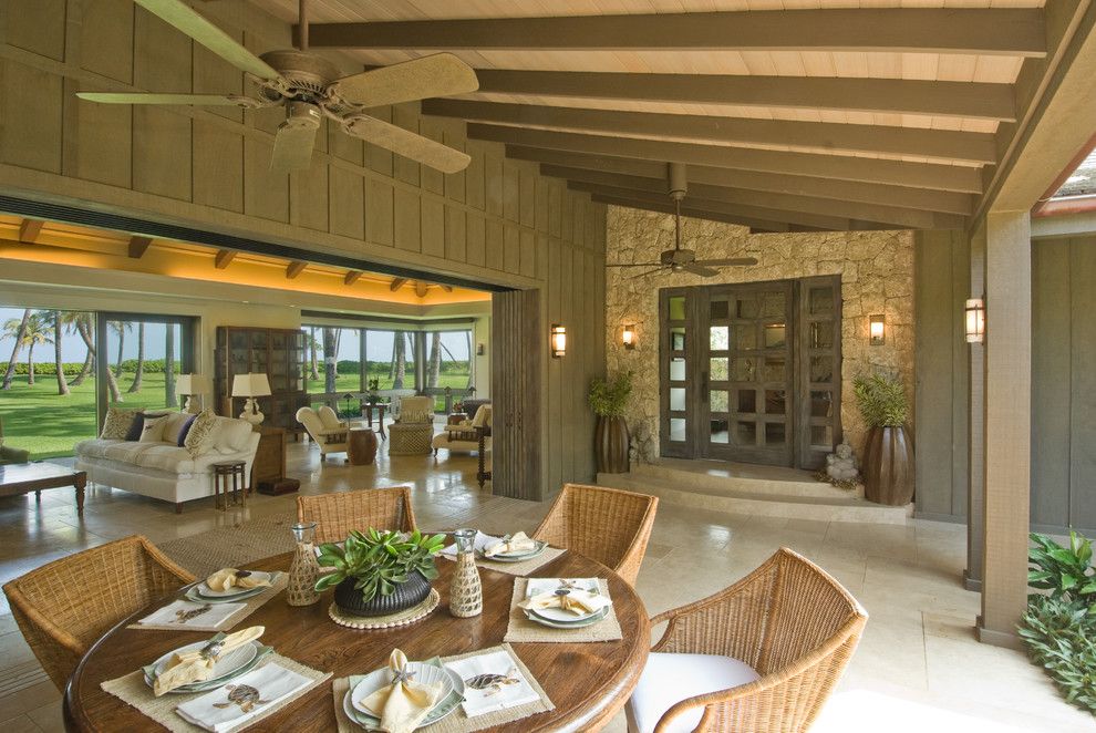 Lanais for a Tropical Patio with a Ceiling Fan and Kailua Oceanfront Courtyard Residence by Peter Vincent Architects