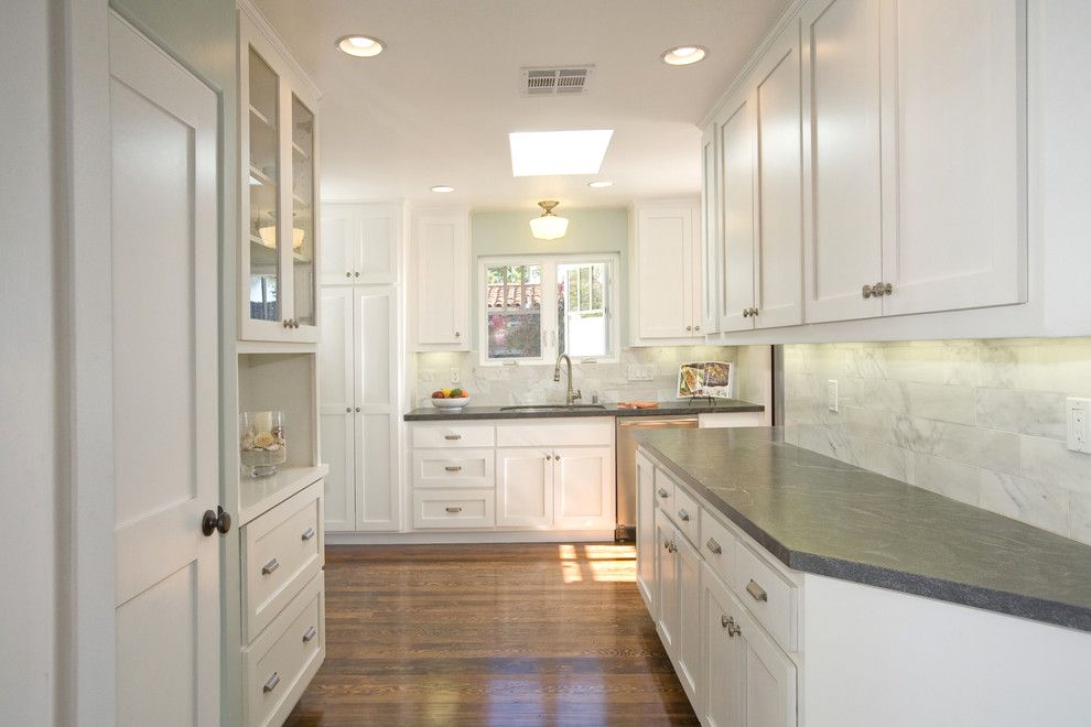 Leathered Granite for a Beach Style Kitchen with a Hutch and El Cerrito Renovation by Stewart Thomas Design Build