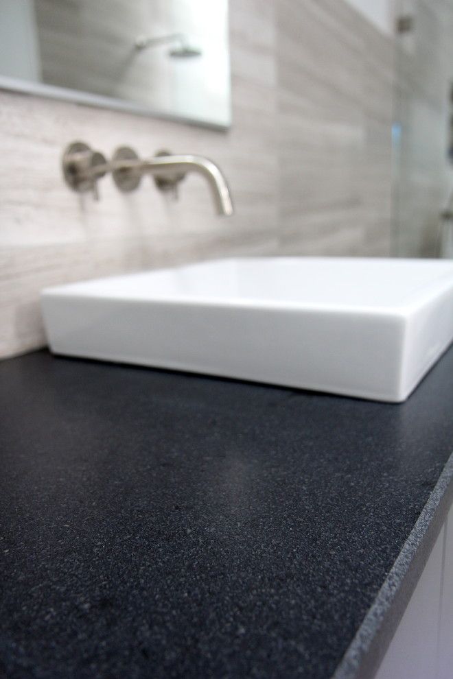 Leathered Granite for a Eclectic Spaces with a Black Granite and Cool Gray by Change Your Bathroom, Inc.