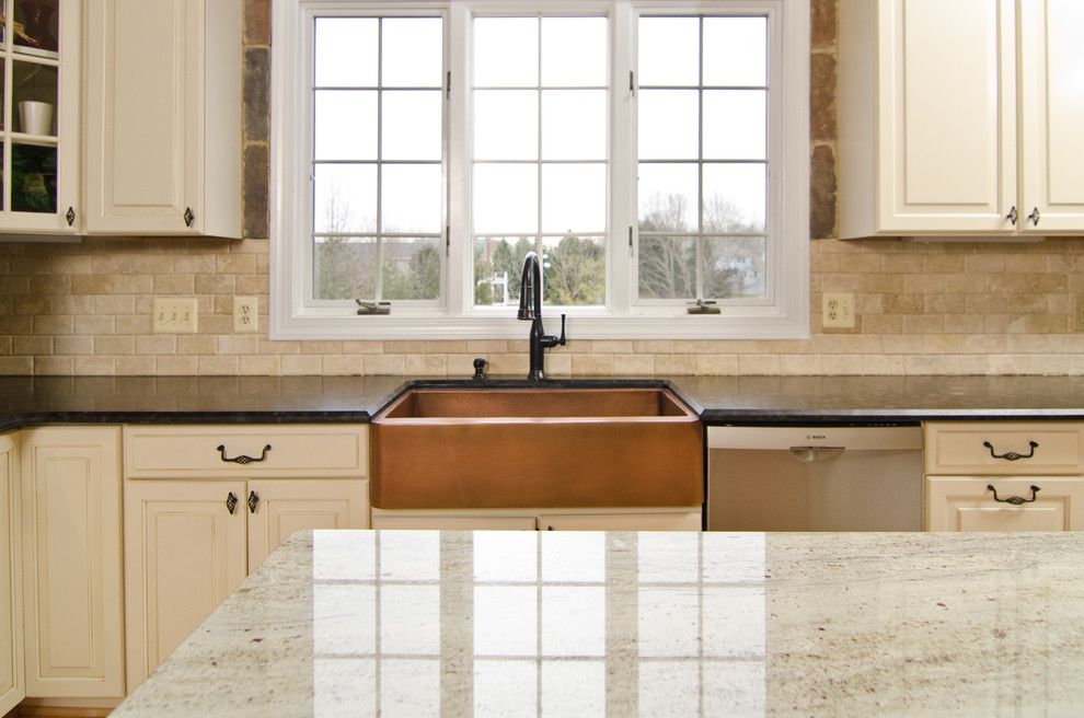 Leathered Granite for a Traditional Kitchen with a Wood Floors and Leathered Antique Brown Granite and River Valley Granite in Vienna, Va by Granite Grannies