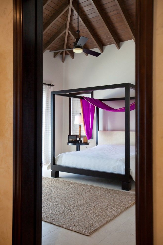 Leirvik Bed Frame for a Tropical Bedroom with a Bedside Table and Bedroom by Gne Architecture