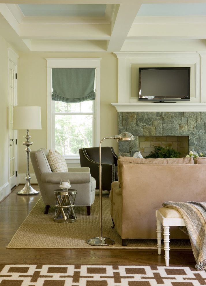 Levins Furniture for a Contemporary Family Room with a Gold Floor Lamp and Bethesda by Liz Levin Interiors