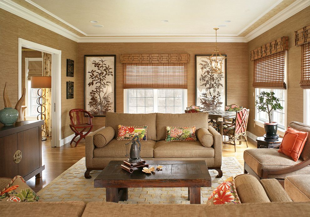 Levins Furniture for a Transitional Family Room with a Roman Shades and Lori Levine Interiors, Inc. by Lori Levine Interiors, Inc.