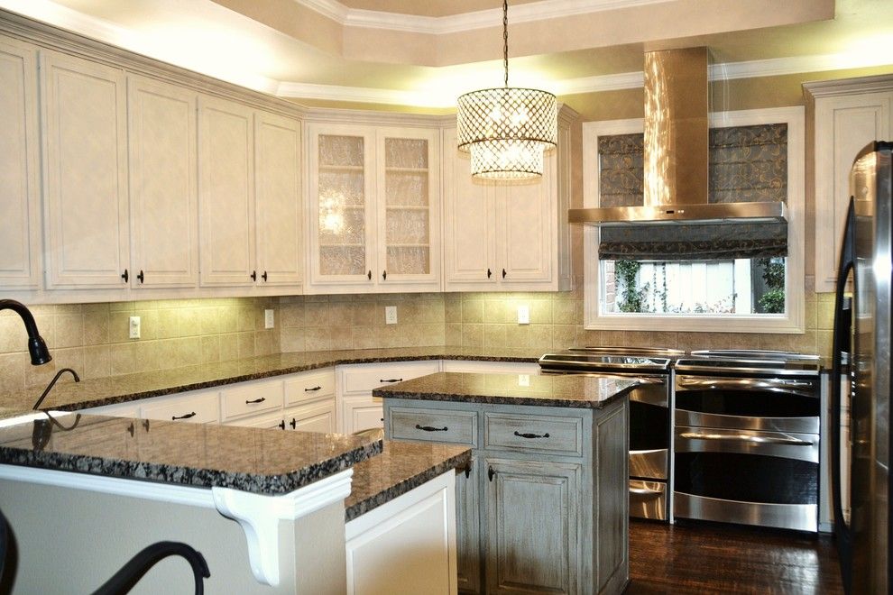 Lexington Overstock for a Traditional Kitchen with a Crystal Chandelier Over Island and 2609 Lexington Kitchen by Jcjohnson599