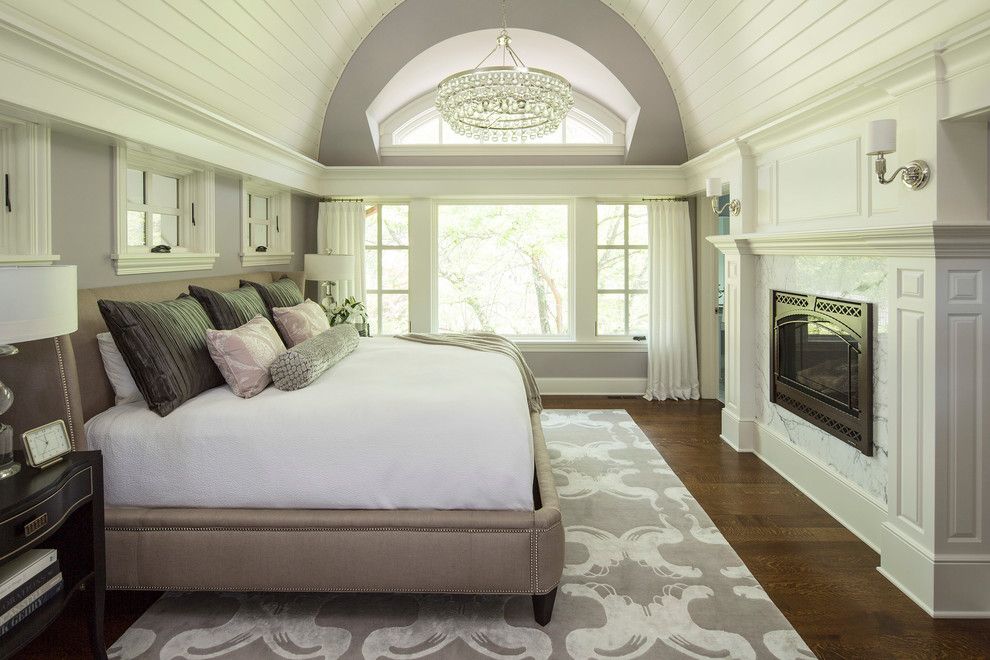 Lexington Overstock for a Transitional Bedroom with a Gray Rug and Bywood Street Residence by Martha O'hara Interiors