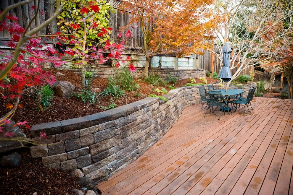 Lifescapes for a Traditional Deck with a Redwood Decking and Los Altos Hills  Rustic Modern by Lifescape Custom Landscaping, Inc.