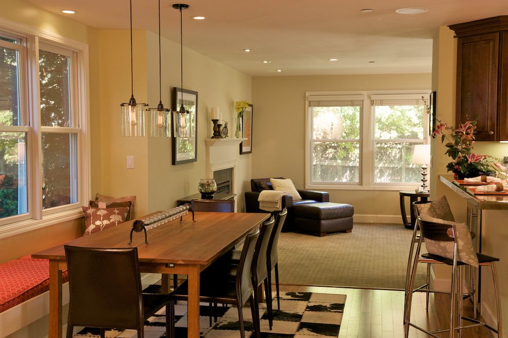 Light Bulb Disposal for a Contemporary Dining Room with a Banquette and Architecture and Interior Design by Ed Ritger Photography