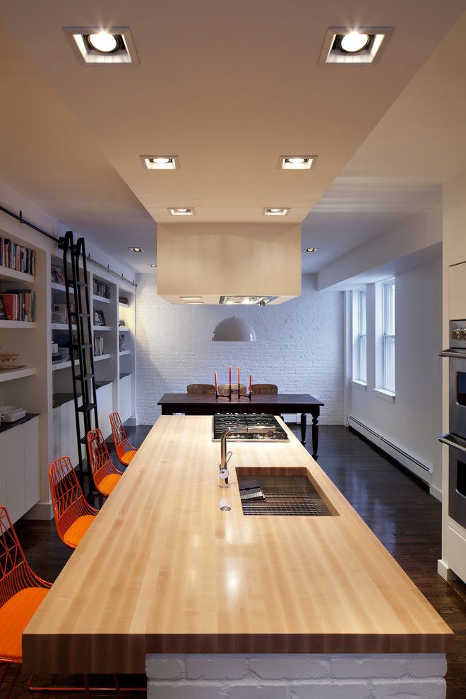 Light Bulb Disposal for a Modern Kitchen with a Library Ladder and Bh1 by Bunker Workshop