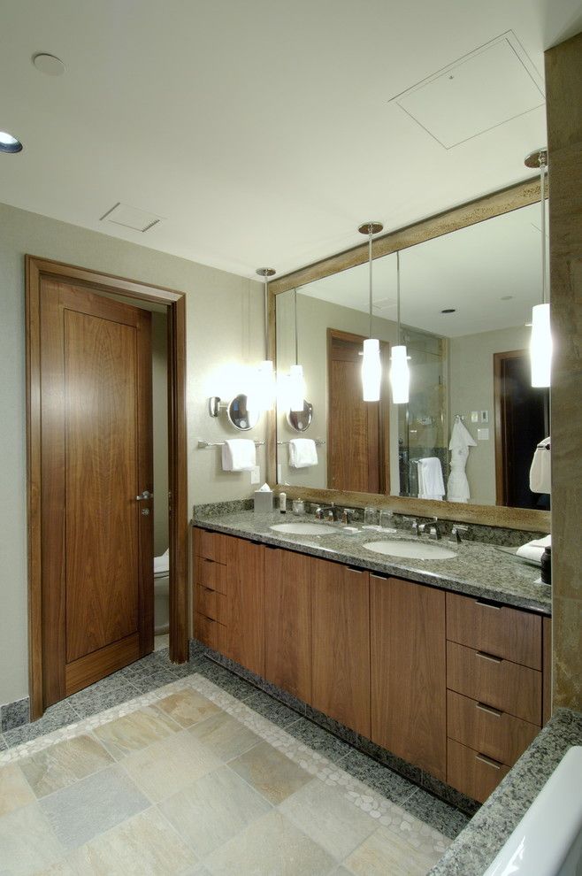 Lightingdirect.com for a Contemporary Bathroom with a Double Vanity and While at Chil Design Group by Claudia Leccacorvi